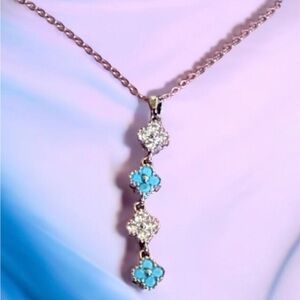 Stainless steel Blue Floral Necklace